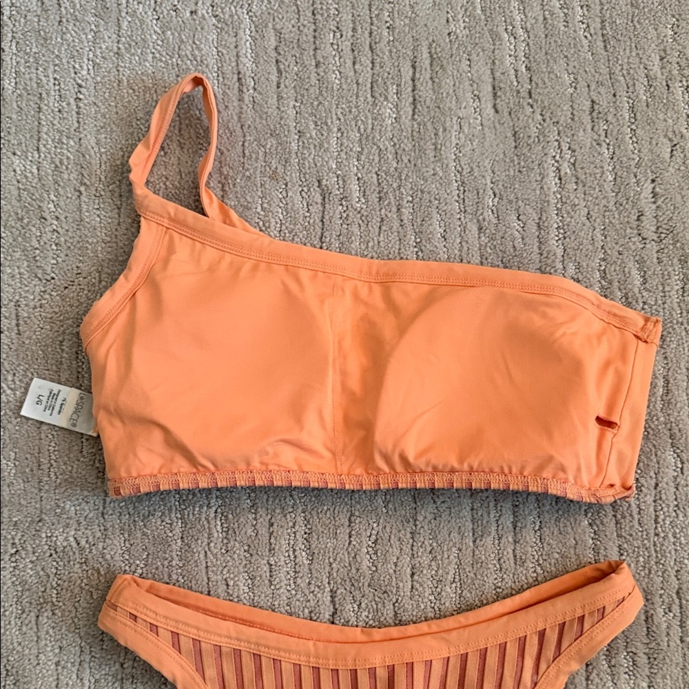 l*space Orange Ribbed One-Shoulder Bikini Set - Picture 4 of 6